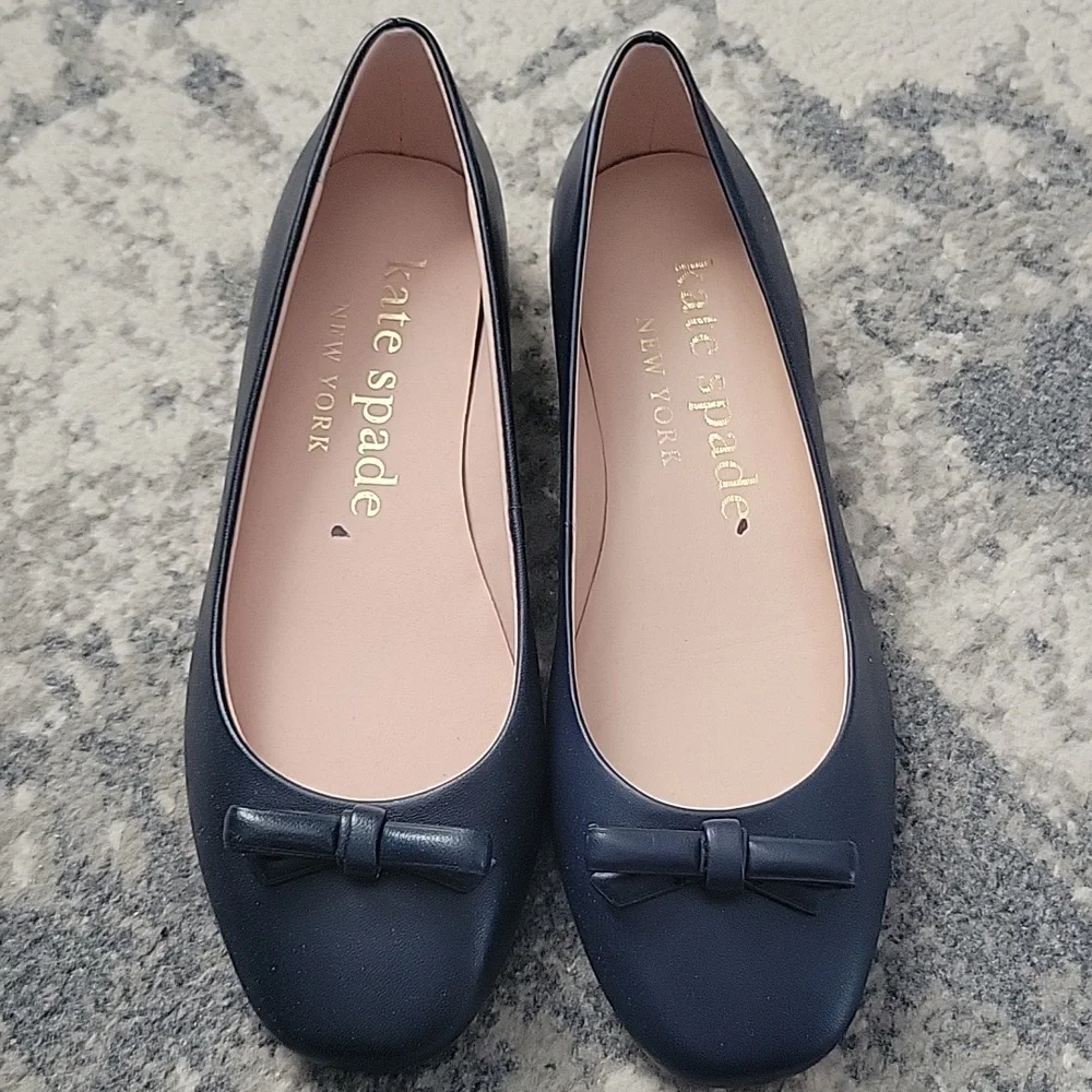 kate spade navy bow ballet flats - Picture 2 of 8